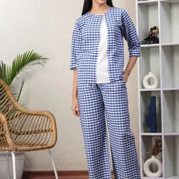 NEUDIS Women Pure Cotton Checked Night suit-image-68