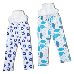 Snugkins Diaper Pant Potty Training Pajamas for Boys & Girls|100% Cotton Size 4 (4-5 years)-Pack of 2-EvilEye & Whale image 2