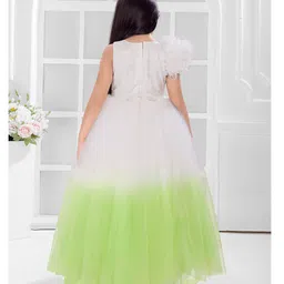 Tiny Kingdom Net Woven Sleveless Sequins Embellished Floral Designed Gown - Green image 3