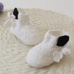 Woonie Self Designed Handmade Crochet Booties - White image 3