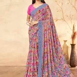 Mitera Floral Poly Georgette Saree-picture-22