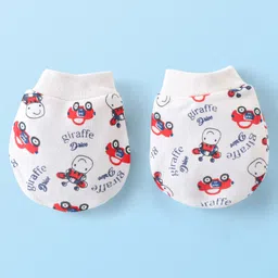 Doodle Poodle 100% Cotton Interlock Knit Cap Mittens & Booties Set Car Print White - Diameter 10.5 cm image 3