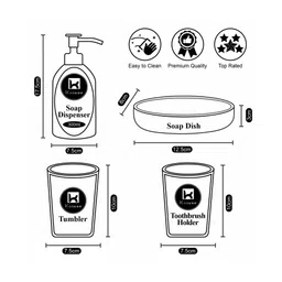 kookee Ceramic Bathroom Accessories Set of 4 with Soap Dispenser (8143)-300 ml image 3