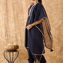Indo Era Bandhani Printed A-Line Kurta with Trousers & Dupatta image 3