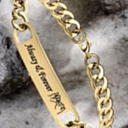 M Men Style Men Stainless Steel Gold-Plated Link Bracelet image 4