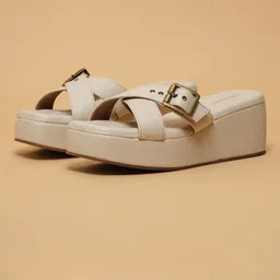 ERIDANI Embellished Wedge Sandals with Buckles-image-18