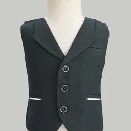Robo Fry Cotton Woven Full Sleeves Solid 3 Piece Party Suit With Bow - Dark Green image 4