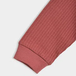 Mi Arcus Knit Full Sleeves Frill Detailed & Bunny Designed Sweatshirt - Rust image 5