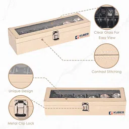 Kuber Industries Cream-Colored & Grey 6 Slots Wrist Watch Organiser image 4