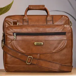 LOREM Unisex Textured Synthetic Leather Laptop Bag image 1