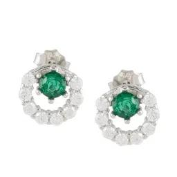 GIVA 925 Sterling Silver Rhodium Plated Emerald Green Halo Stud Earrings image 2
