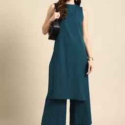 Anouk Women Regular Pure Cotton Kurta with Palazzos image 4