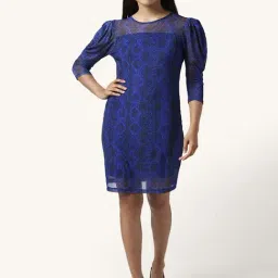 Annabelle by Pantaloons Blue Printed Shift Dress-picture-37