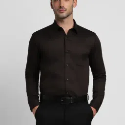 Peter England Brown Cotton Slim Fit Texture Shirt-picture-40