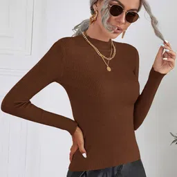 Moda Rapido Women High Neck Slim Fit T-shirt-image-87
