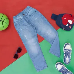 Pantaloons Junior Blue Cotton Distressed Jeans-picture-45