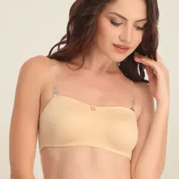 Clovia Beige Solid Bandeau Bra-picture-22