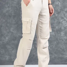 RIGS AND RAGS Men Smart Straight Fit Cargos Trousers image 2