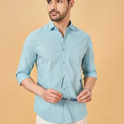 BYFORD by Pantaloons Men Spread Collar Solid Cotton Slim Fit Casual Shirt-picture-38