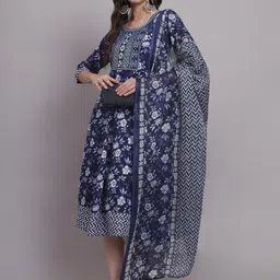 Angkor Women Blue Viscose Rayon Kurtas-image-51