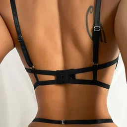 VAGHBHATT Women Self Design Net Baby Doll image 4