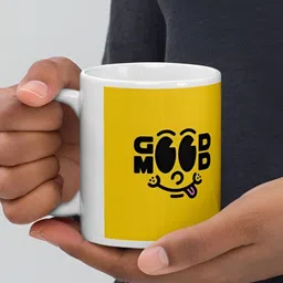 Mr UVD White & Yellow Typography Printed Ceramic Glossy Mug - 350 ml-picture-29