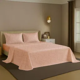 Sleepsia Pink & Champagne Geometric 300 TC Queen Bedsheet Set image 5