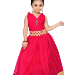 AJ Dezines Kids Pink Zari Work Gown-image-15