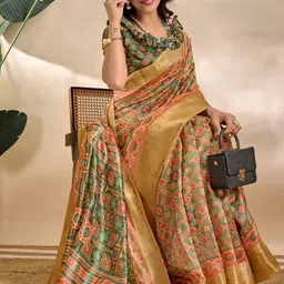 Eecoo Woven Design Zari Silk Blend Mysore Silk Saree image 3