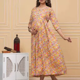 UrbanRang Floral Print Maternity Maxi Dress-picture-16