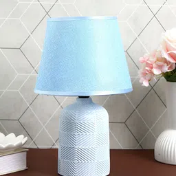 TAYHAA Blue Ceramic Textured Frustum Shaped Table Lamp-picture-18