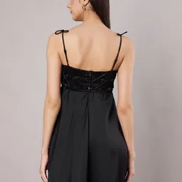 Amagyaa Women Embellished Satin Fit & Flare Mini Dress image 5