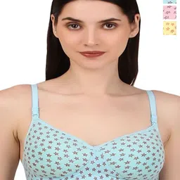 Piylu Women Pack of 3 Graphic Printed Full Coverage Lightly Padded Bra image 1