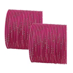 ZULKA Set of 48 Metal with Glitter Polka Dots & Cutting Design Stylish Bangles image 2