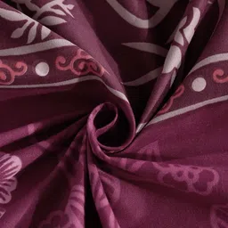 Aura Maroon & Green Floral 300 TC Fitted Double King Bedsheet Set 2.50 m x 2.25 m image 3