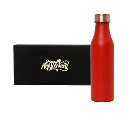 INTERNATIONAL GIFT Red Copper Water Bottle With 2 Glass & Happy Anniversary Tag Gift Set-image-37