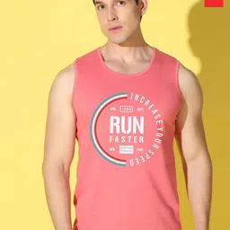 WOOSTRO Pack Of 2 Printed Combed Cotton Gym Vests -VWS26(RUN PEACH)(PLAIN RED)-picture-14