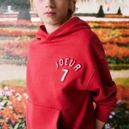 Mango Kids Boys Cotton Typography Printed Hooded Sweatshirt image 5