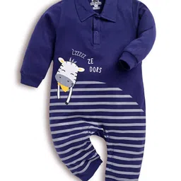 DEAR TO DAD Cotton Full Sleeves Striped & Cow Printed Romper - Blue-picture-25