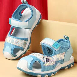 Cute Walk by Babyhug Velcro Closure Sandals with Hearts Glitter Print - Light Blue-picture-24