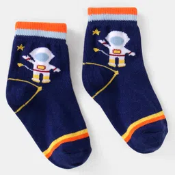 Cute Walk by Babyhug Knit Ankle Length Anti Bacterial Socks with Space Design Pack of 5 - Multicolor image 3
