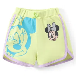 babyhug disney Babyhug Disney Cotton Knit Half Sleeves T-Shirt & Shorts Set with Front and Back Minnie Mouse Graphics - Purple & Green image 4