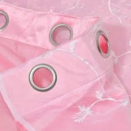 Aura Pink & White 2 Pieces Embroidered Window Curtain image 2