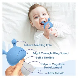 Bembika Mushroom Shape Baby Teether Toys - Blue image 5