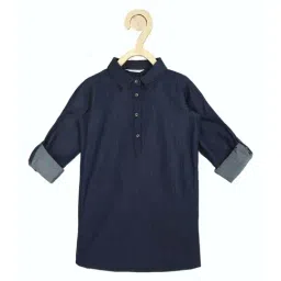 Peter England Kids Navy Cotton Regular Fit Full Sleeves Dress-picture-12