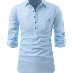 Edin Men Cotton Solid Kurtas image 3