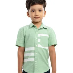 Under Fourteen Only Kids Green & White Striped Shirt-picture-14