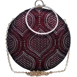 ARTKLIM Embroidered Round Shaped Box Clutch image 5