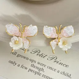 ISHKAARA Gold-Plated Flutter Enamelled Butterfly Studs Earrings-picture-14