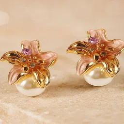 Jewelz Gold-Plated Crystals Studded And Pearls Beaded Floral Shaped Studs-picture-39